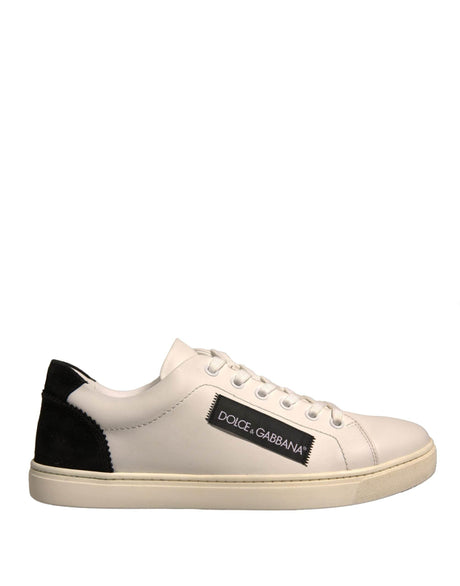 Dolce & Gabbana White Suede Leather Low Top Sneakers Shoes - Hilstor