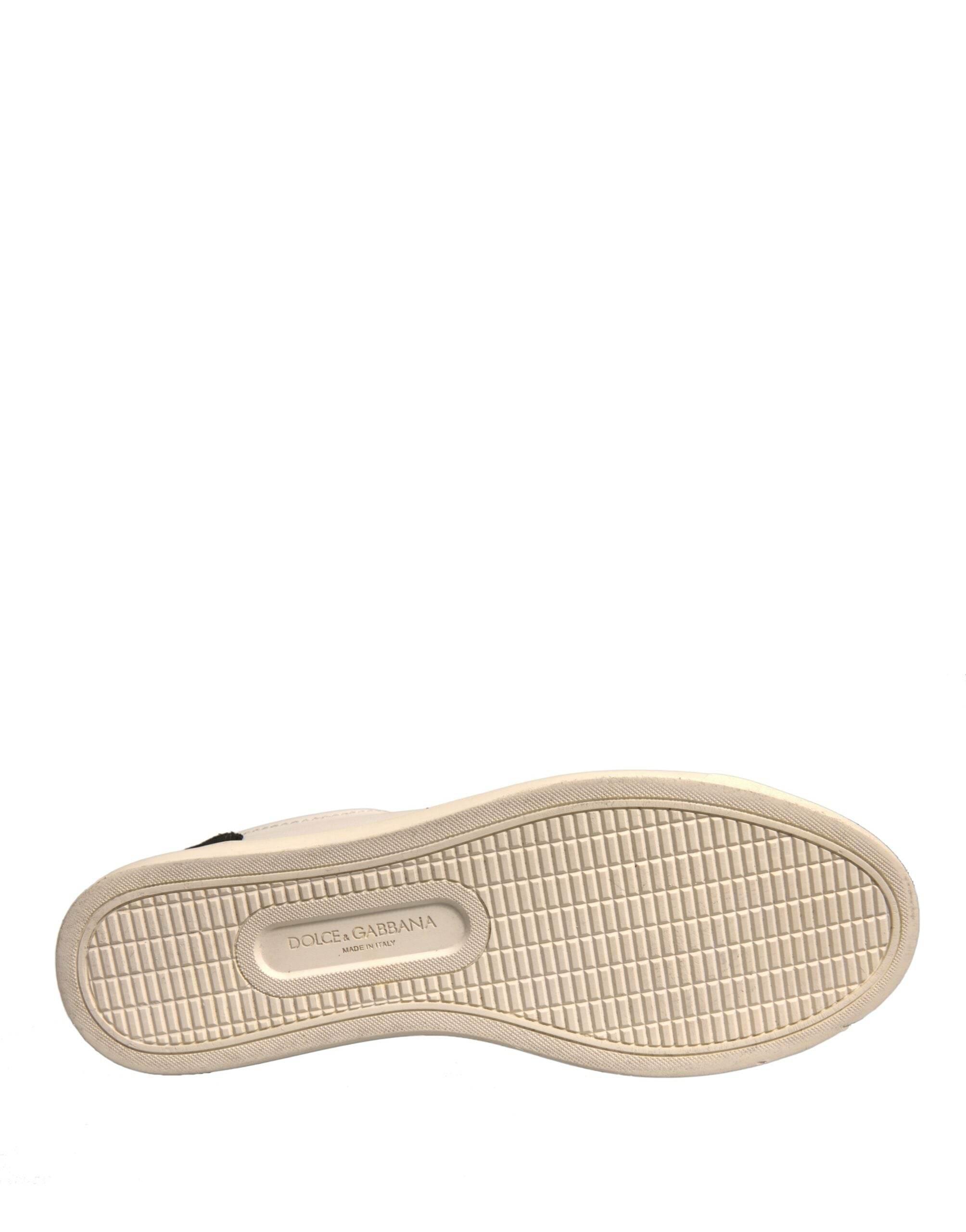 Dolce & Gabbana White Suede Leather Low Top Sneakers Shoes - Hilstor