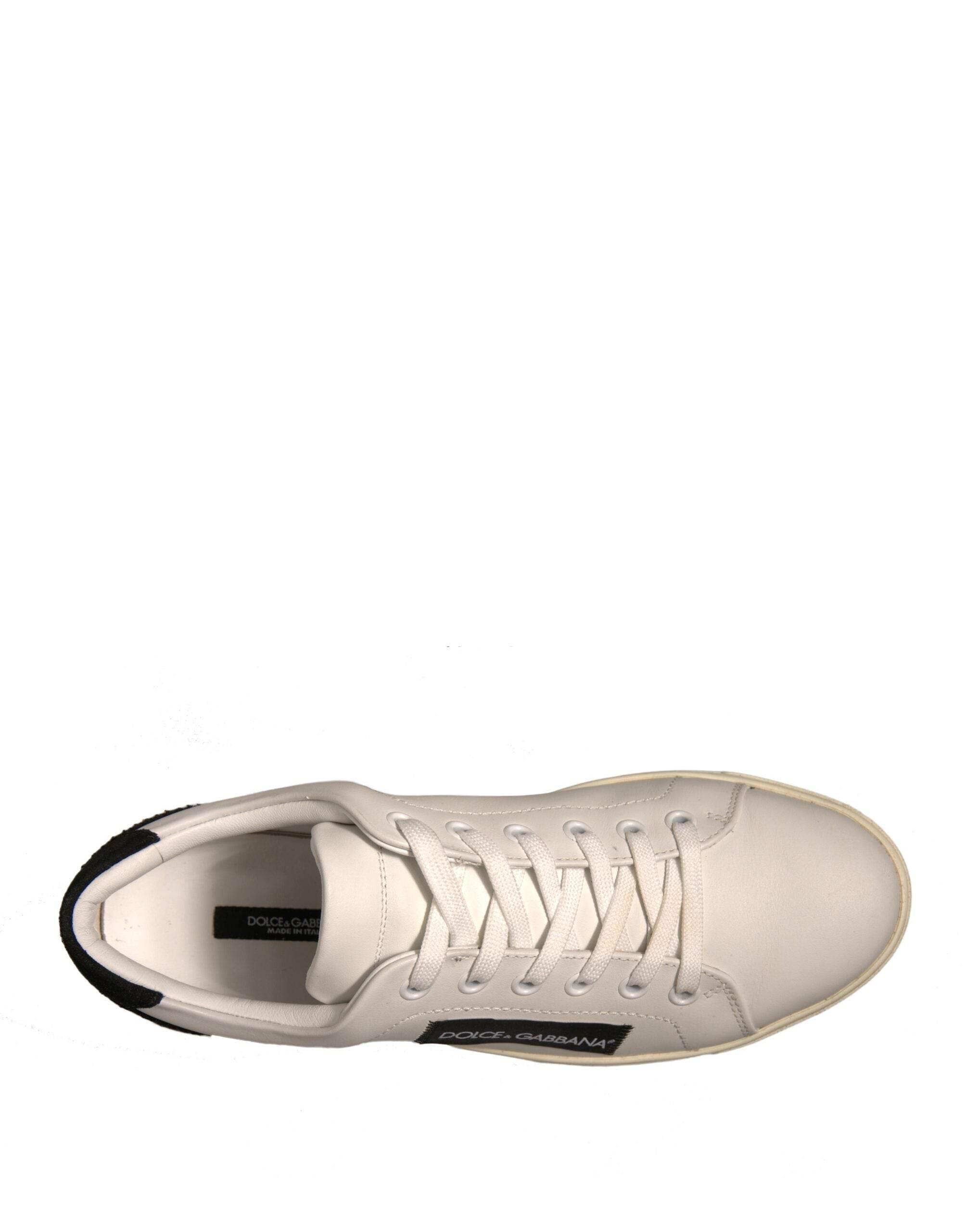 Dolce & Gabbana White Suede Leather Low Top Sneakers Shoes - Hilstor