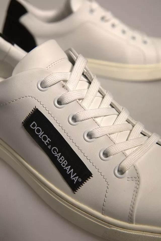 Dolce & Gabbana White Suede Leather Low Top Sneakers Shoes - Hilstor