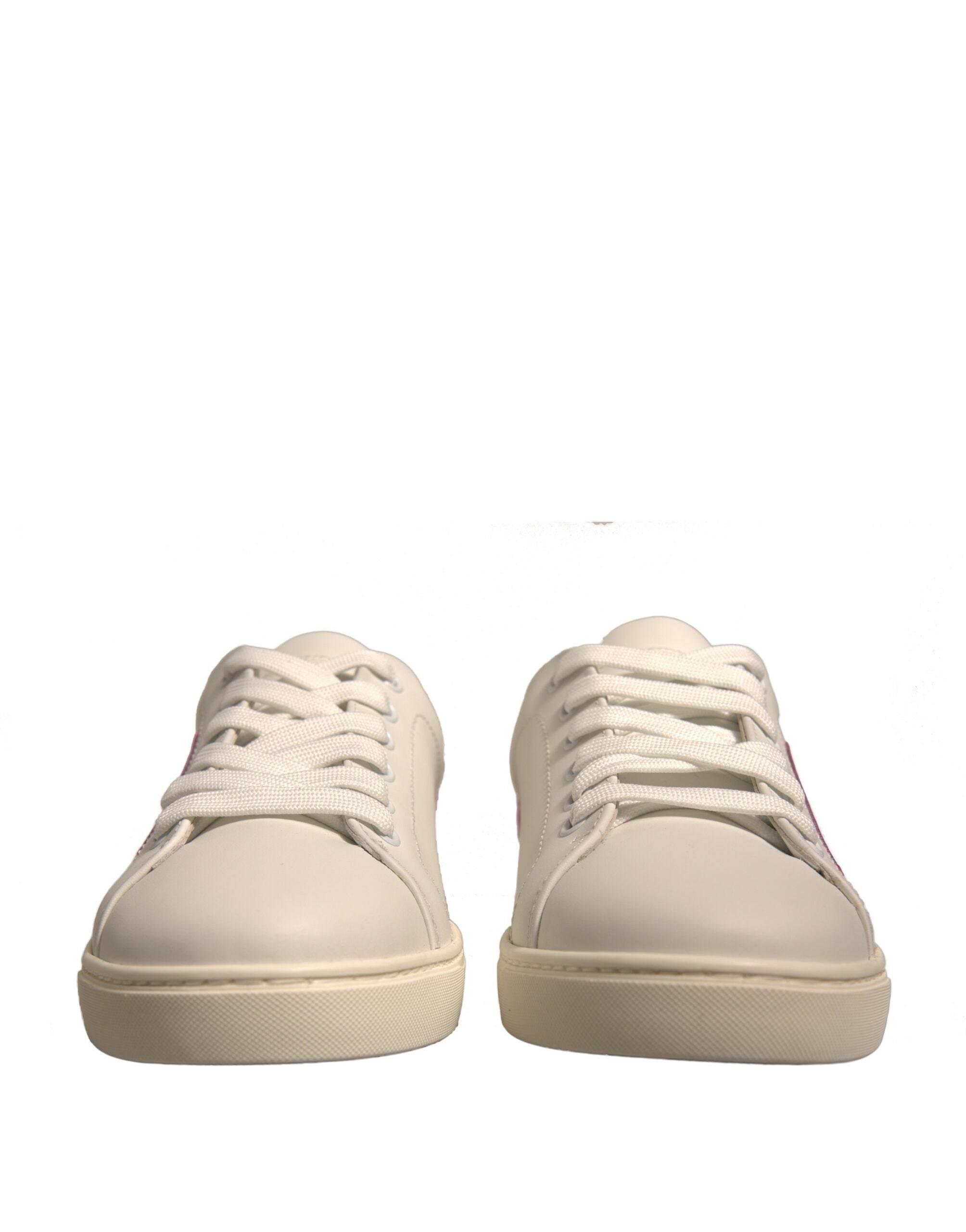 Dolce & Gabbana White Suede Leather Low Top Sneakers Shoes - Hilstor