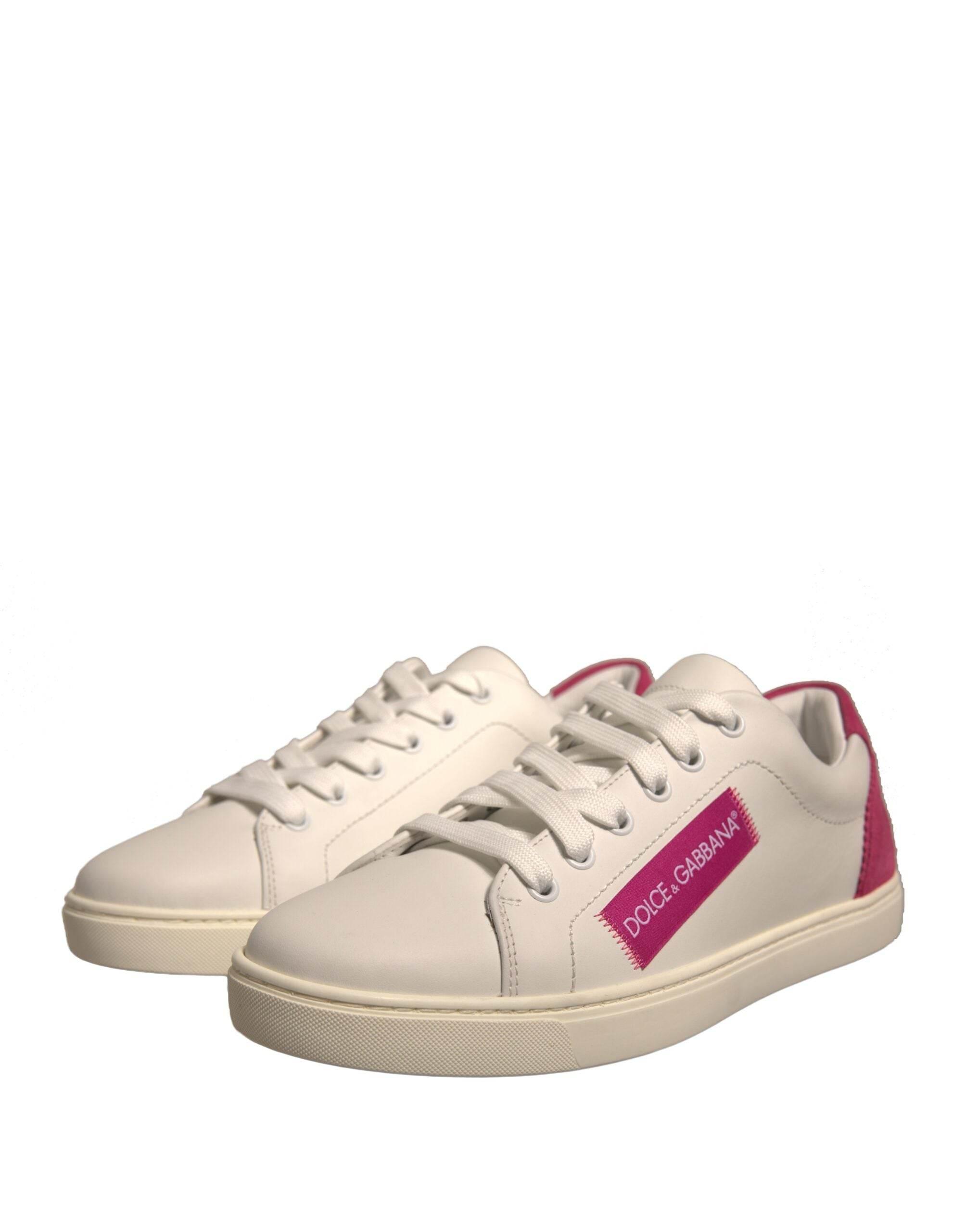 Dolce & Gabbana White Suede Leather Low Top Sneakers Shoes - Hilstor