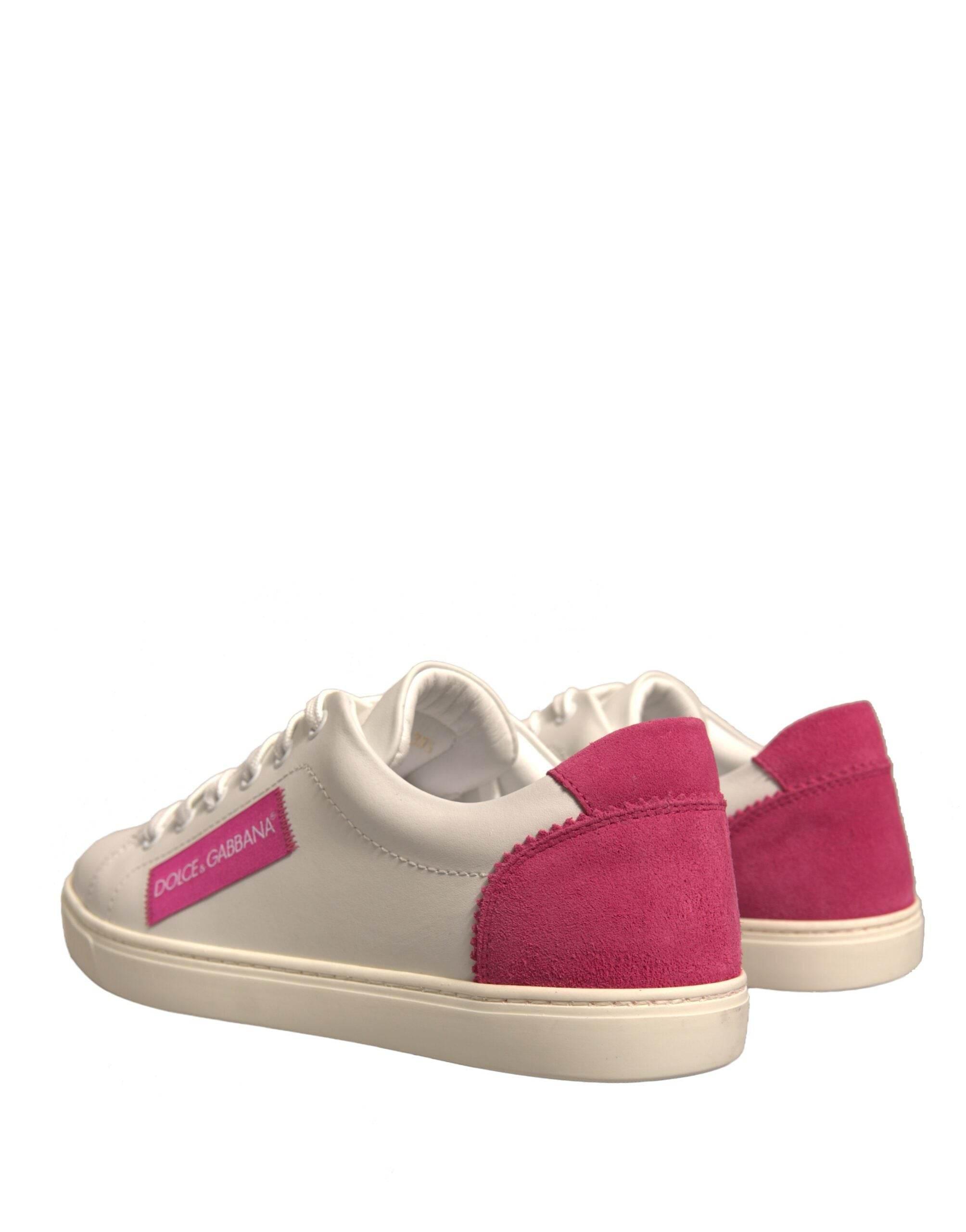 Dolce & Gabbana White Suede Leather Low Top Sneakers Shoes - Hilstor