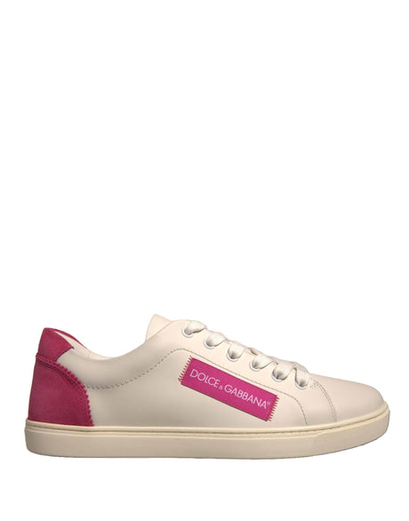 Dolce & Gabbana White Suede Leather Low Top Sneakers Shoes - Hilstor