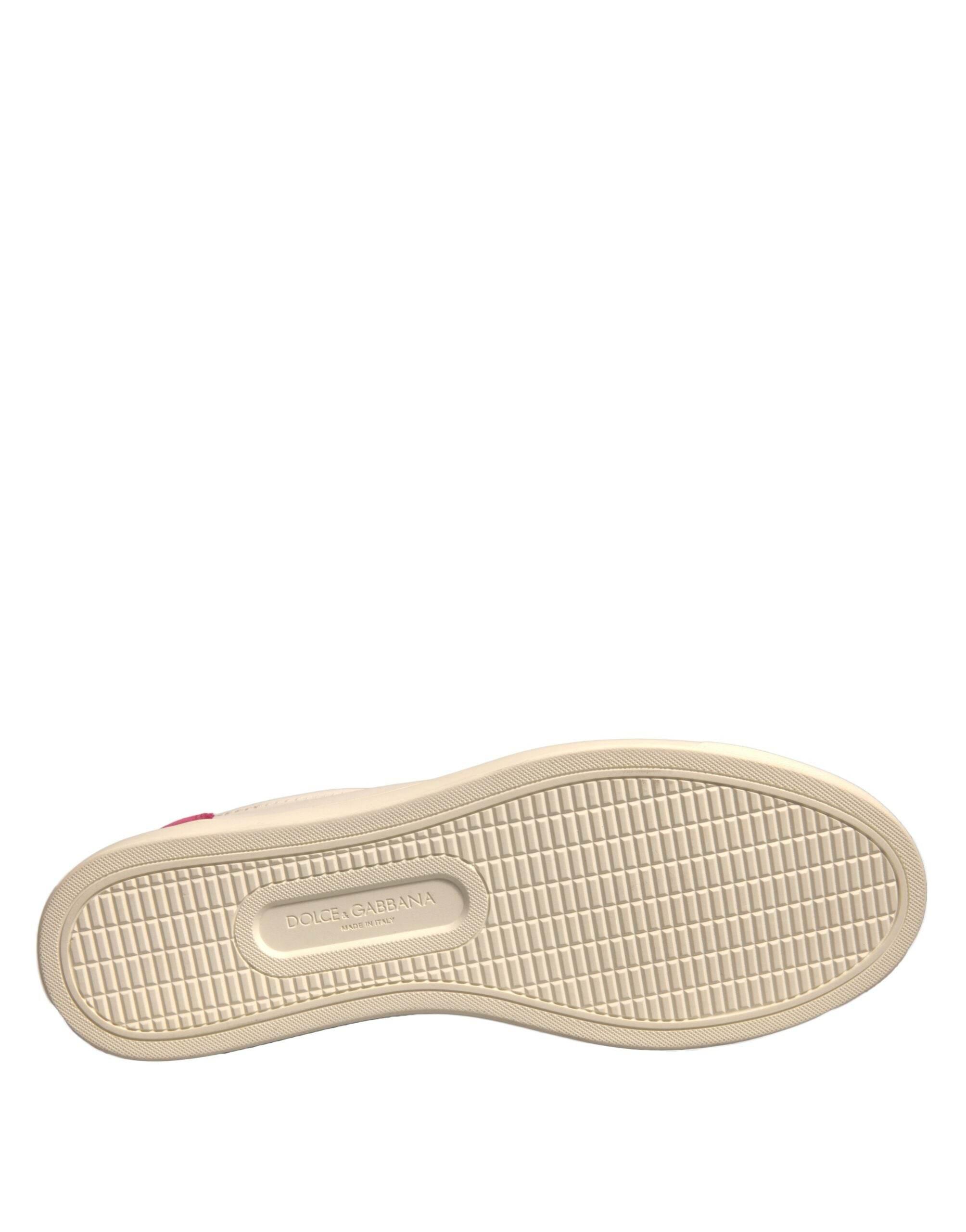 Dolce & Gabbana White Suede Leather Low Top Sneakers Shoes - Hilstor