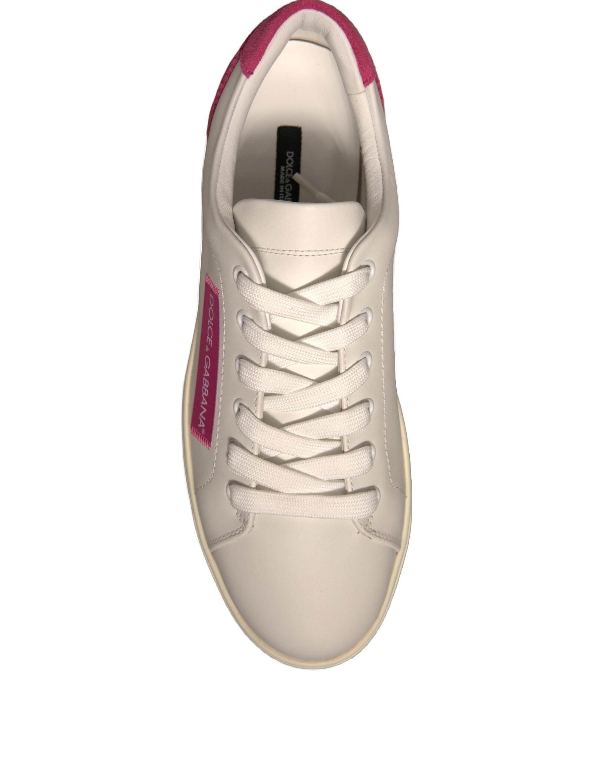 Dolce & Gabbana White Suede Leather Low Top Sneakers Shoes - Hilstor