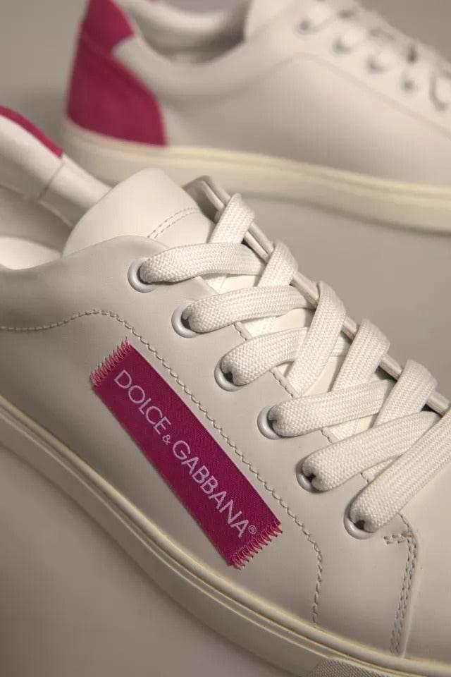 Dolce & Gabbana White Suede Leather Low Top Sneakers Shoes - Hilstor