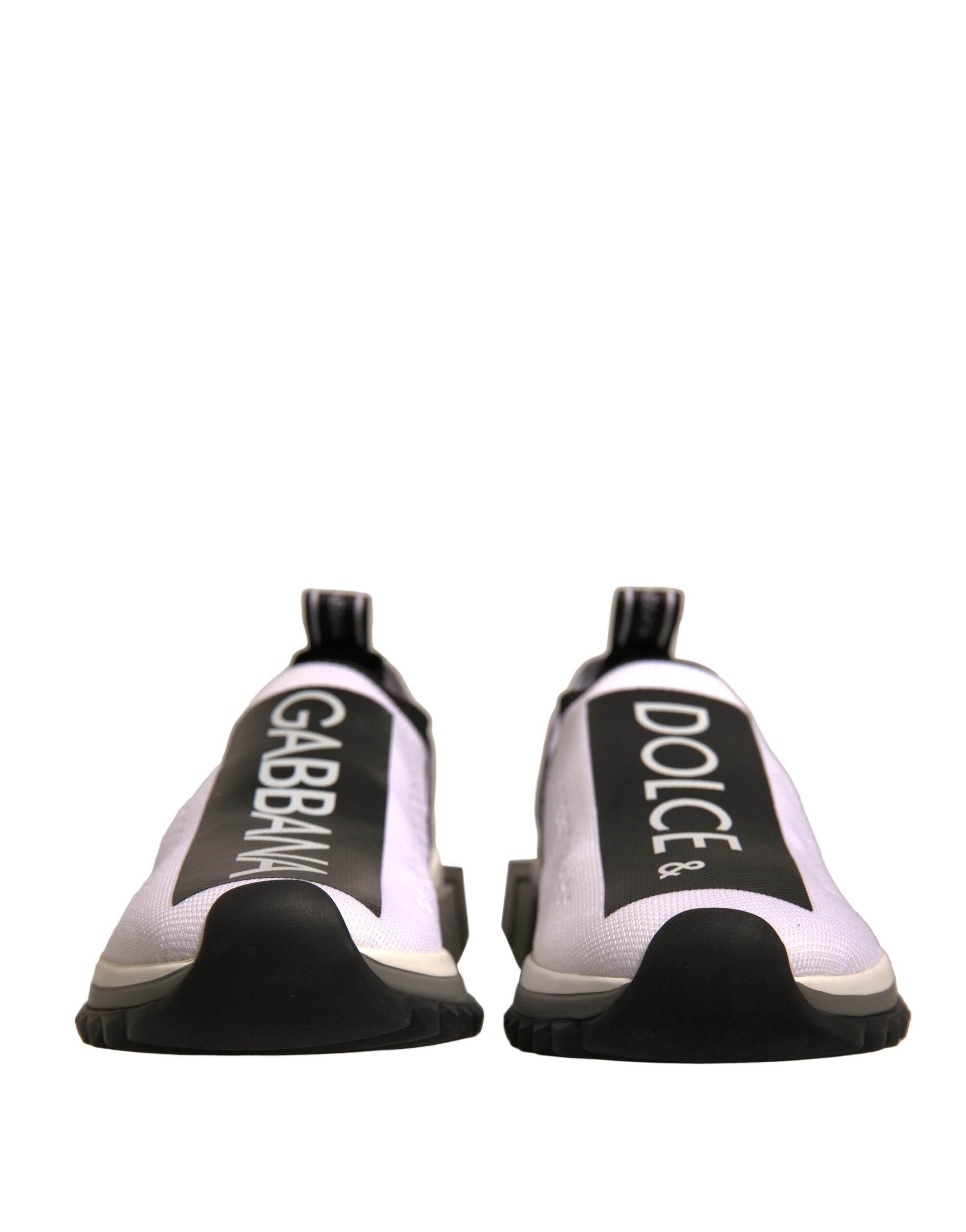 Dolce & Gabbana White Black Slip On Sorrento Sneakers Shoes - Hilstor