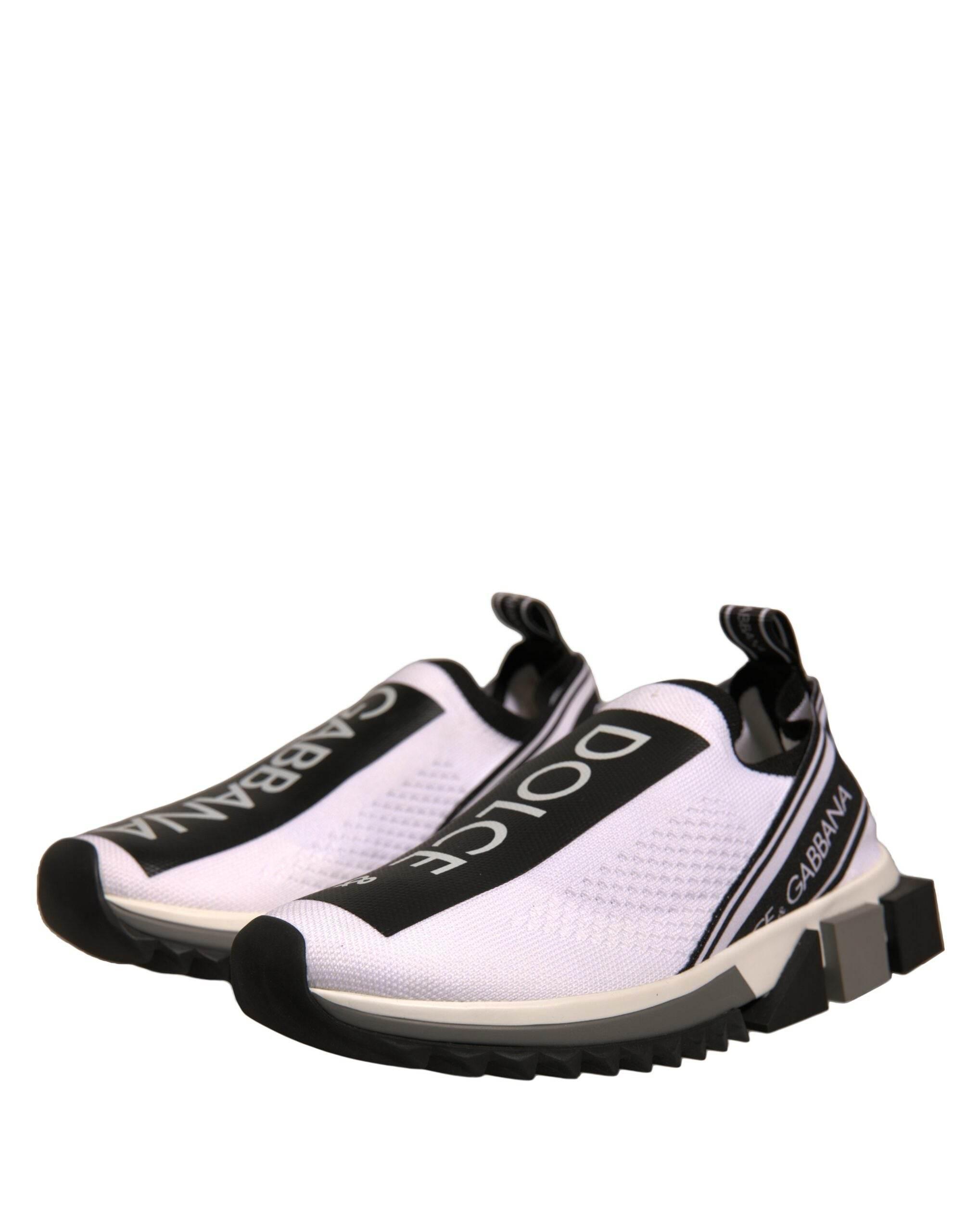 Dolce & Gabbana White Black Slip On Sorrento Sneakers Shoes - Hilstor