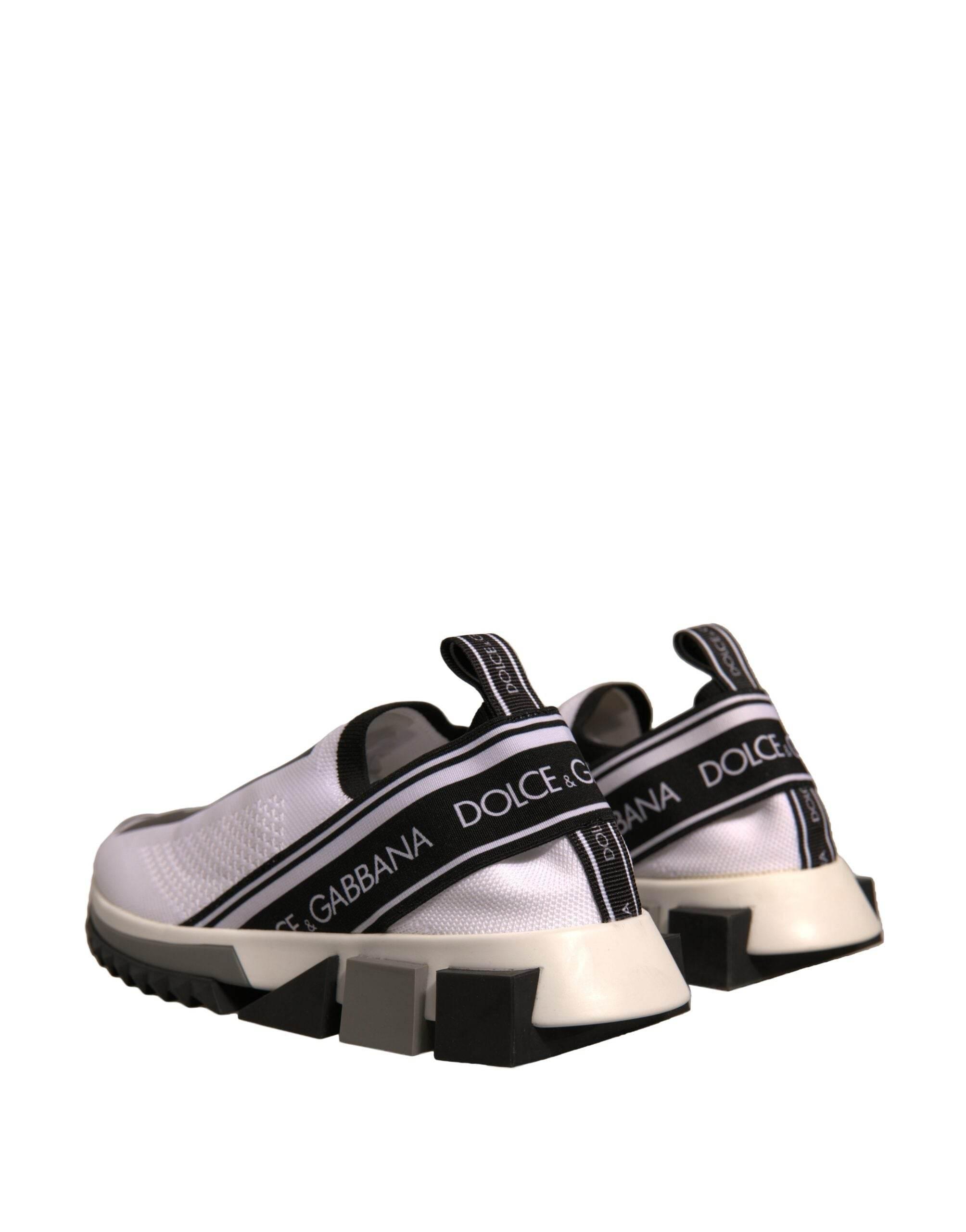 Dolce & Gabbana White Black Slip On Sorrento Sneakers Shoes - Hilstor