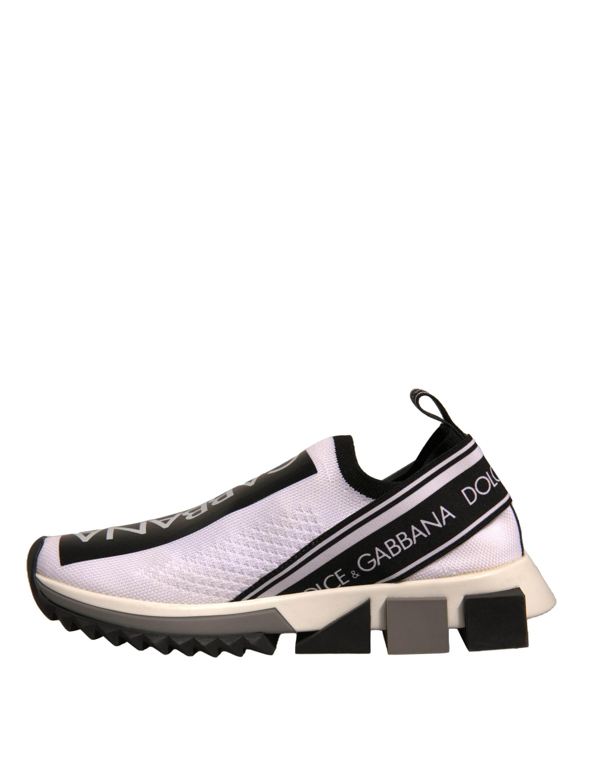 Dolce & Gabbana White Black Slip On Sorrento Sneakers Shoes - Hilstor
