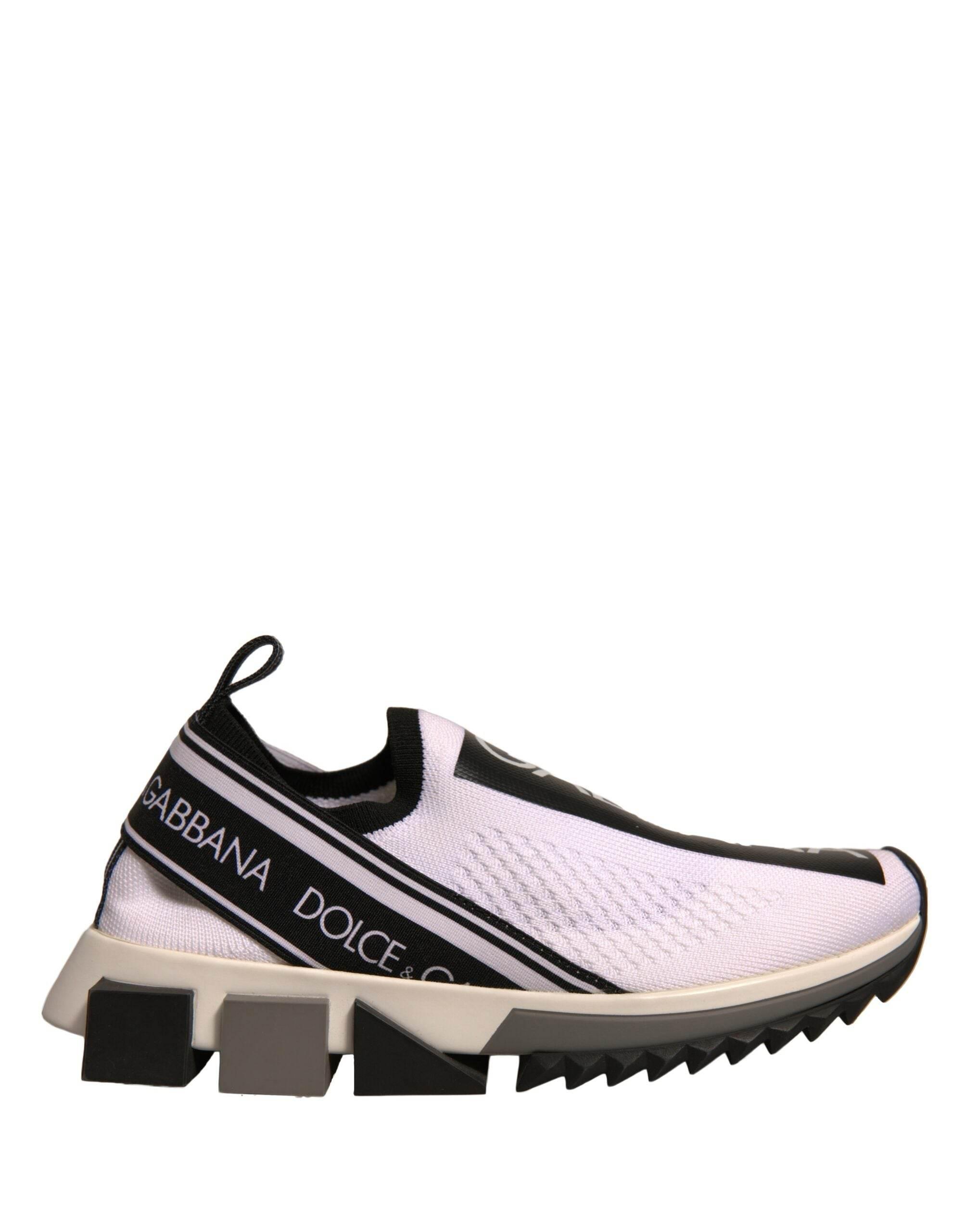 Dolce & Gabbana White Black Slip On Sorrento Sneakers Shoes - Hilstor