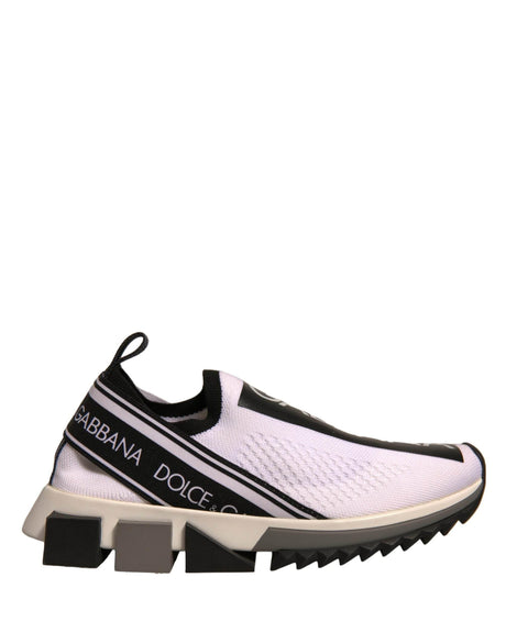Dolce & Gabbana White Black Slip On Sorrento Sneakers Shoes - Hilstor