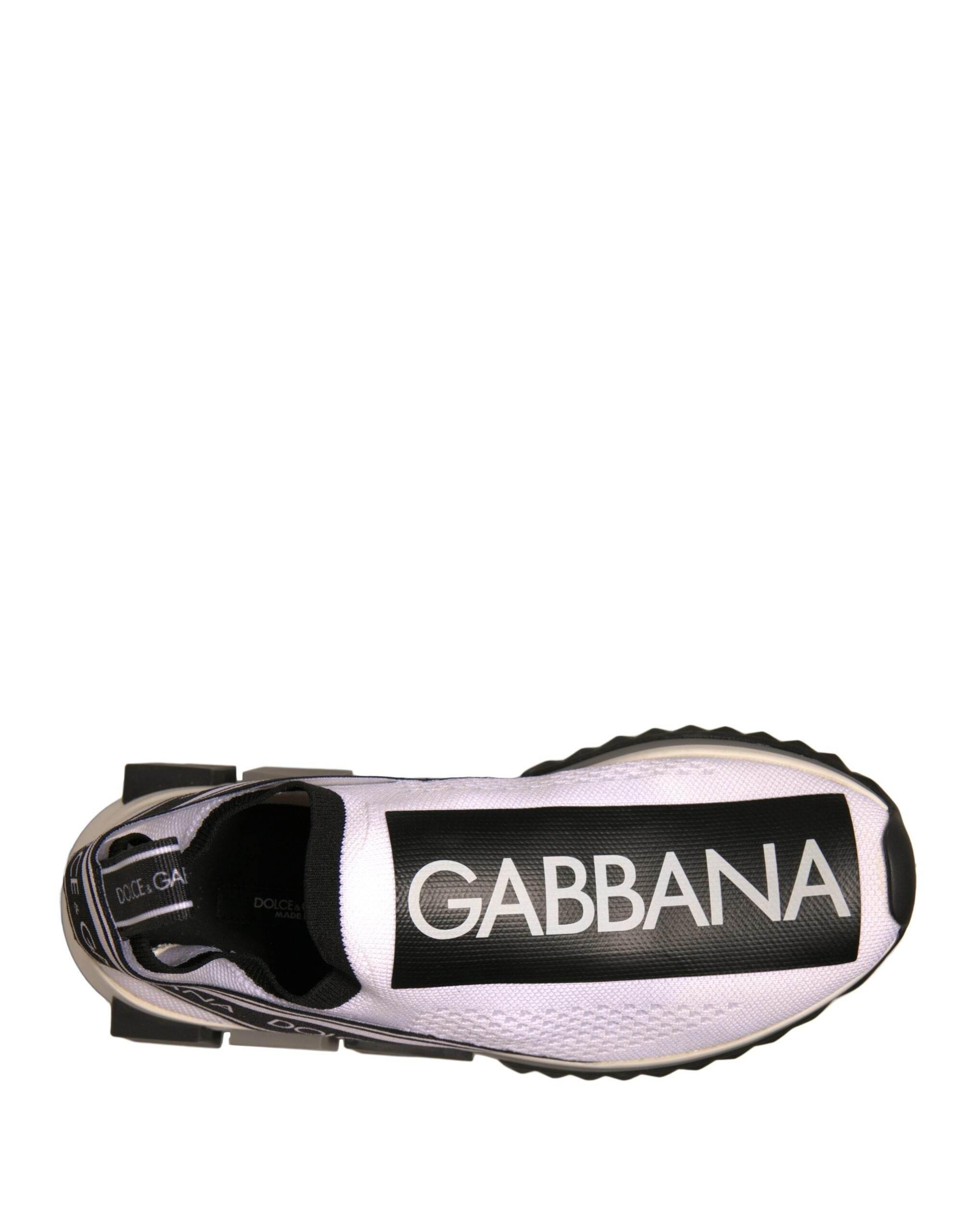 Dolce & Gabbana White Black Slip On Sorrento Sneakers Shoes - Hilstor