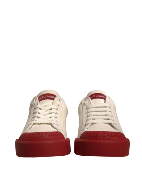 Dolce & Gabbana Shoes White Leather Logo Portofino Sneakers - Hilstor