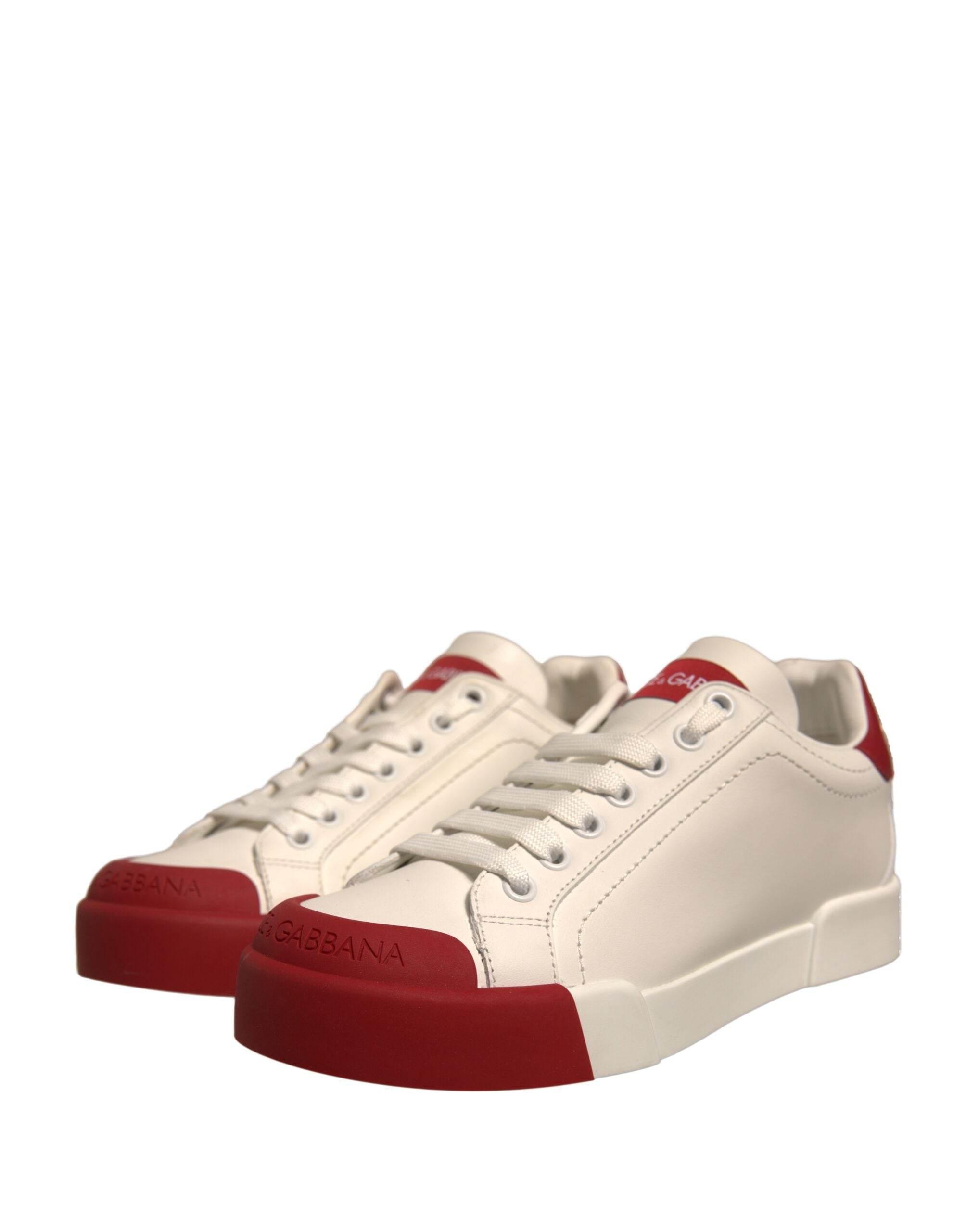 Dolce & Gabbana Shoes White Leather Logo Portofino Sneakers - Hilstor