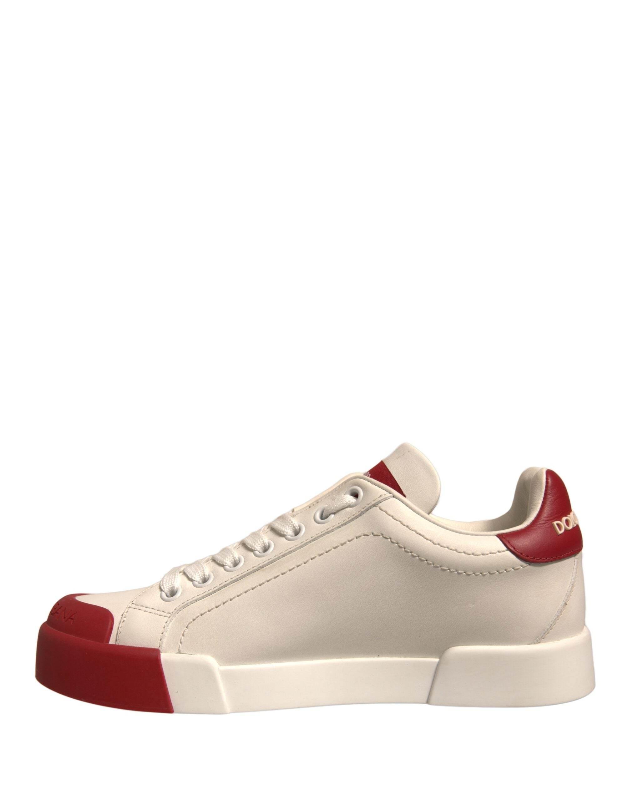 Dolce & Gabbana Shoes White Leather Logo Portofino Sneakers - Hilstor