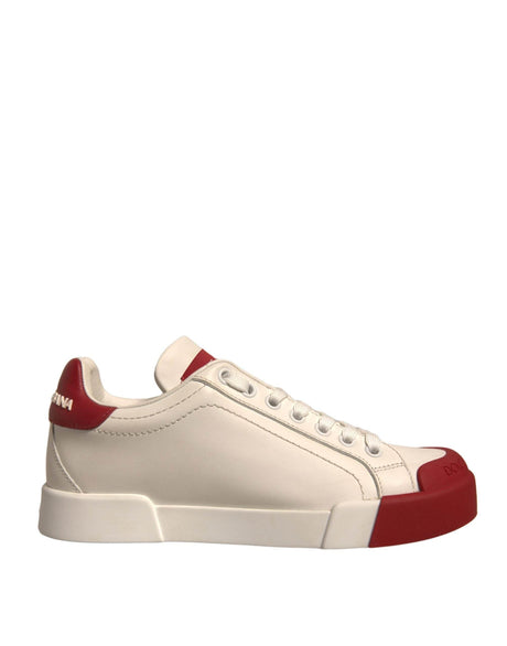 Dolce & Gabbana Shoes White Leather Logo Portofino Sneakers - Hilstor