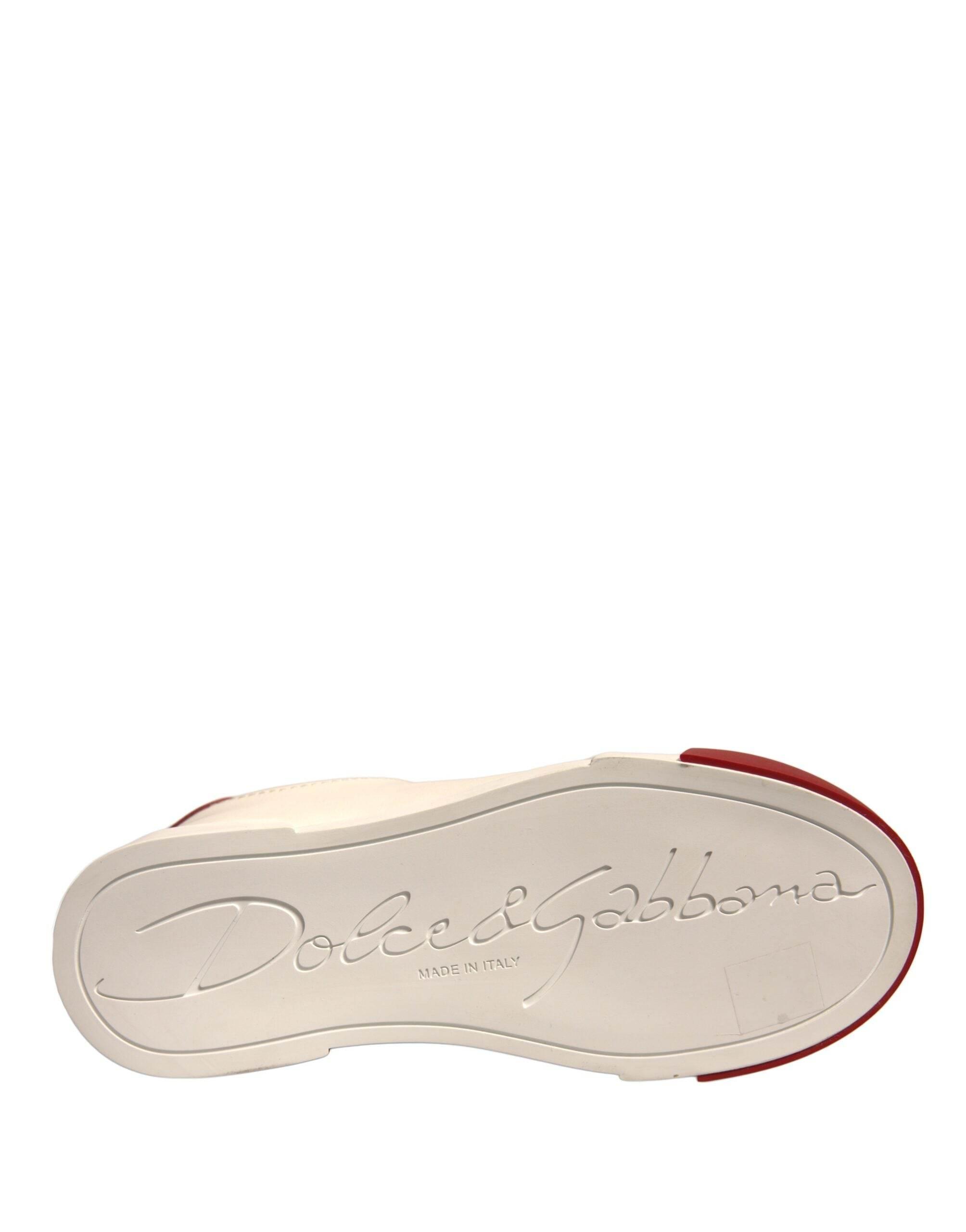 Dolce & Gabbana Shoes White Leather Logo Portofino Sneakers - Hilstor