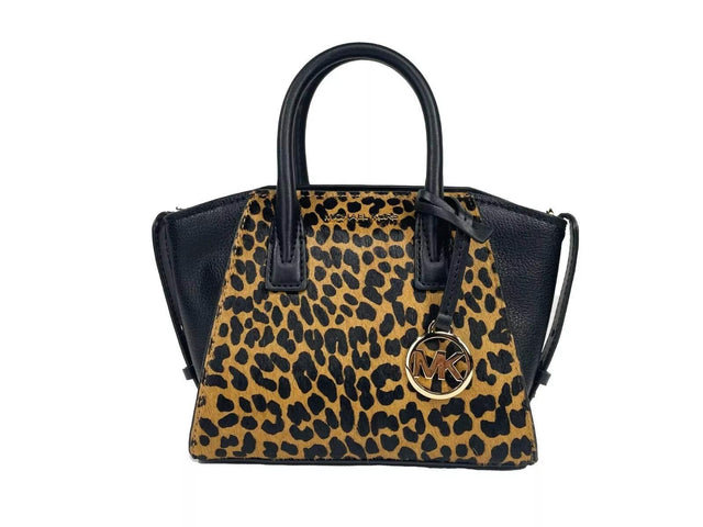 Michael Kors Avril XS Black Cheetah Satchel Crossbody Bag Purse - Hilstor