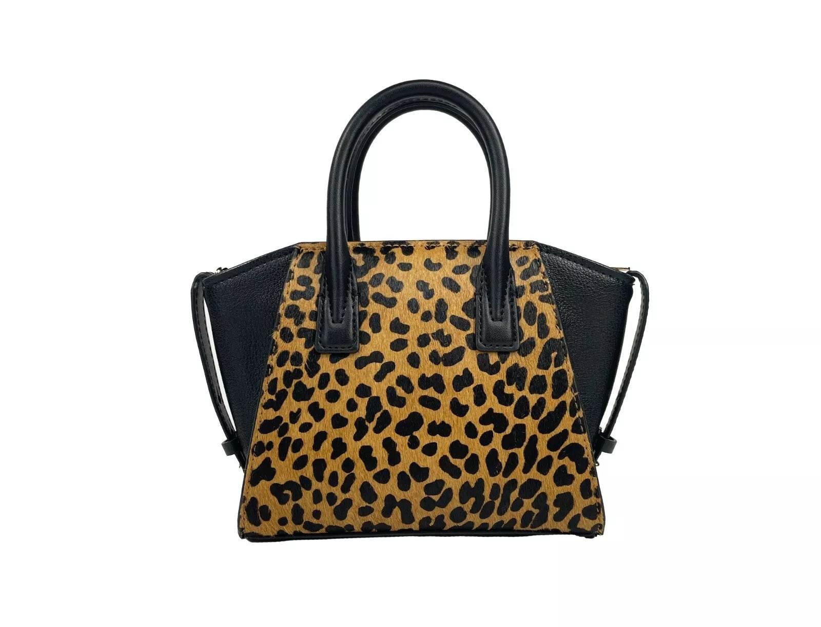 Michael Kors Avril XS Black Cheetah Satchel Crossbody Bag Purse - Hilstor