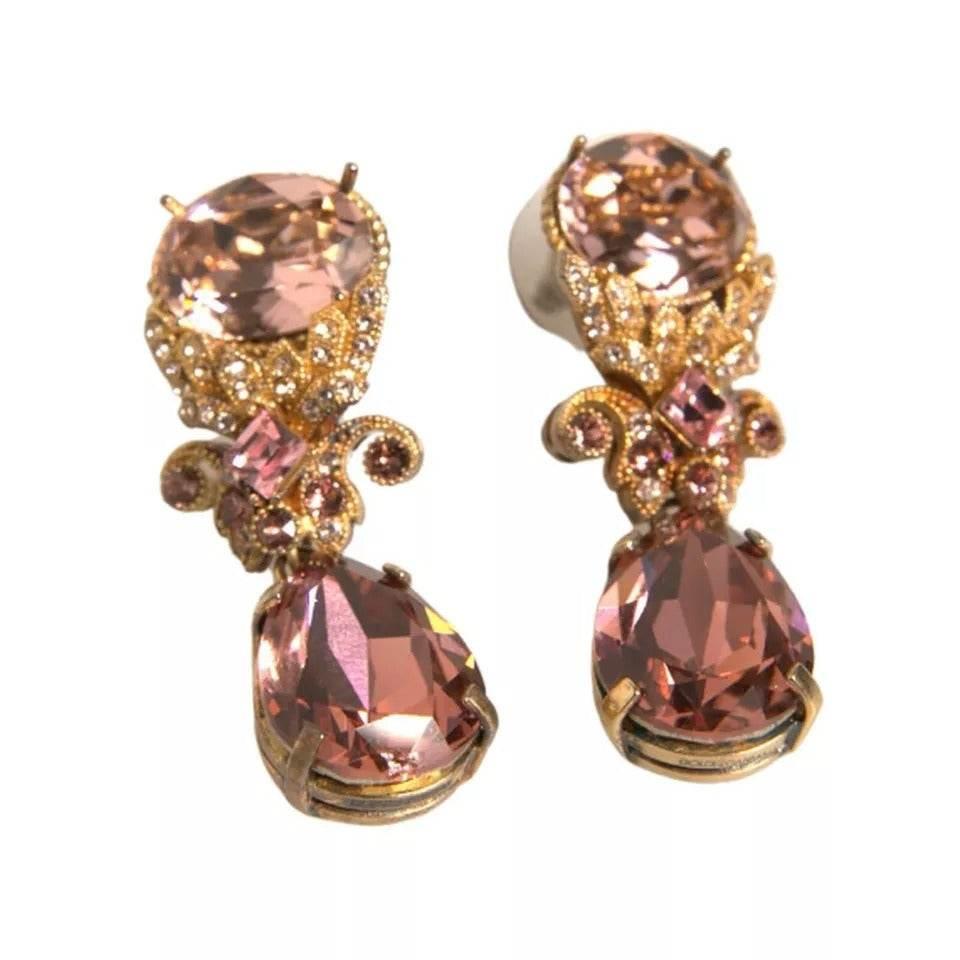Dolce & Gabbana Gold 925 Sterling Silver Crystal Jewelry Dangling Brooch - Hilstor