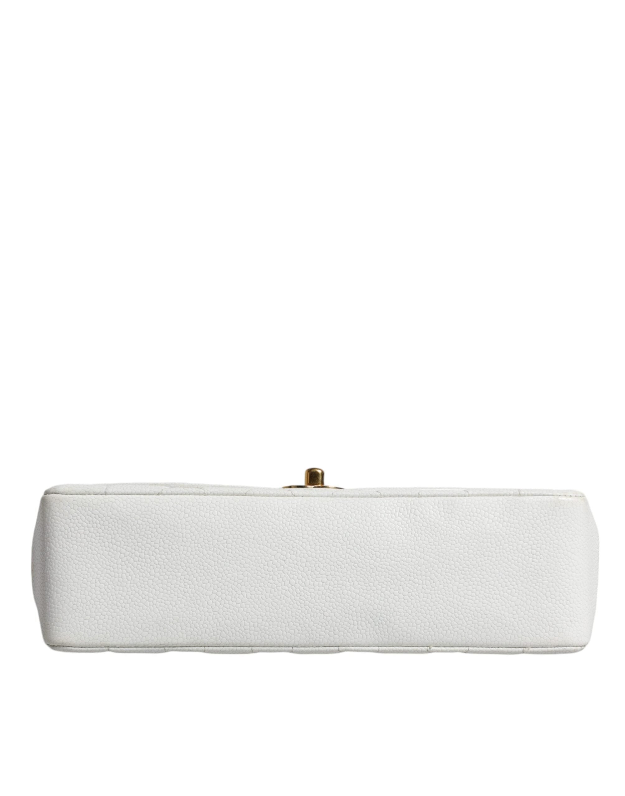 Chanel White Medium Classic DIANA skuldertaske Guldbelagt pung