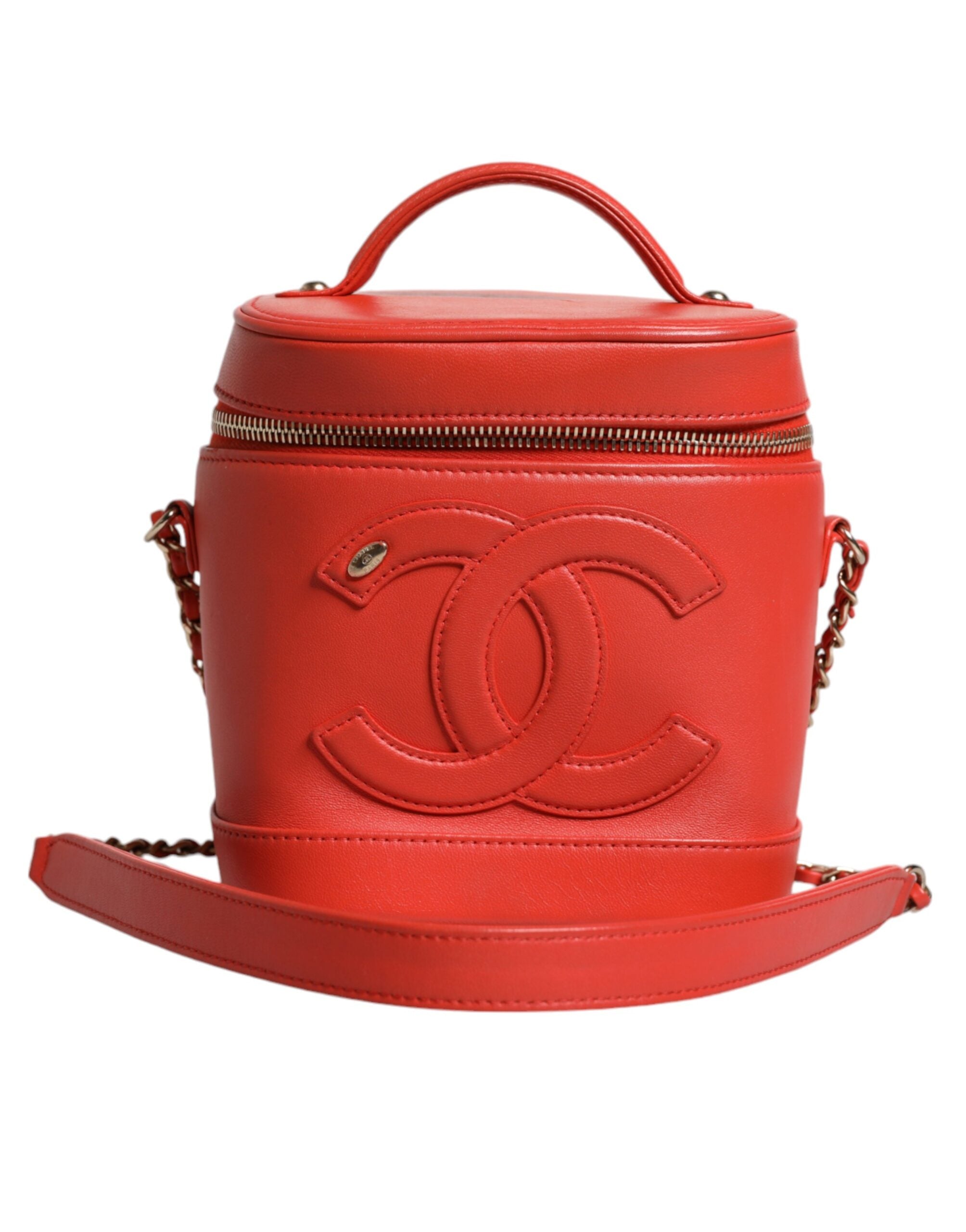 Chanel Orange Coco Mark Vanity Chain Skulder Håndpung