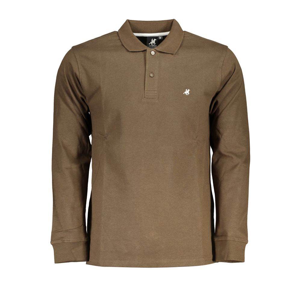 U.S. Grand Polo Elegant Long-Sleeved Brown Polo for Men - Hilstor