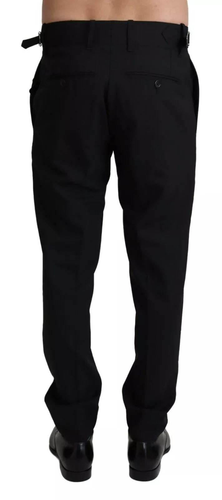 Dolce & Gabbana Black Wool Stretch Dress Trouser Pants - Hilstor
