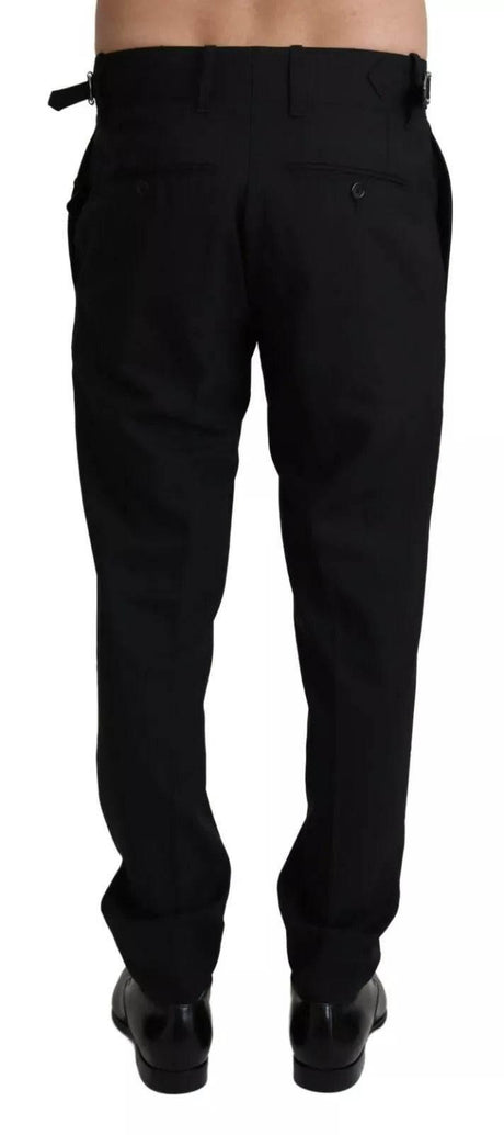 Dolce & Gabbana Black Wool Stretch Dress Trouser Pants - Hilstor