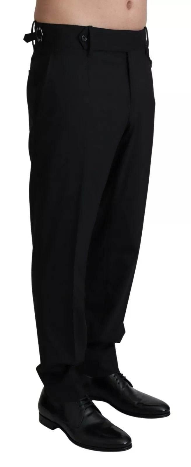 Dolce & Gabbana Black Wool Stretch Dress Trouser Pants - Hilstor