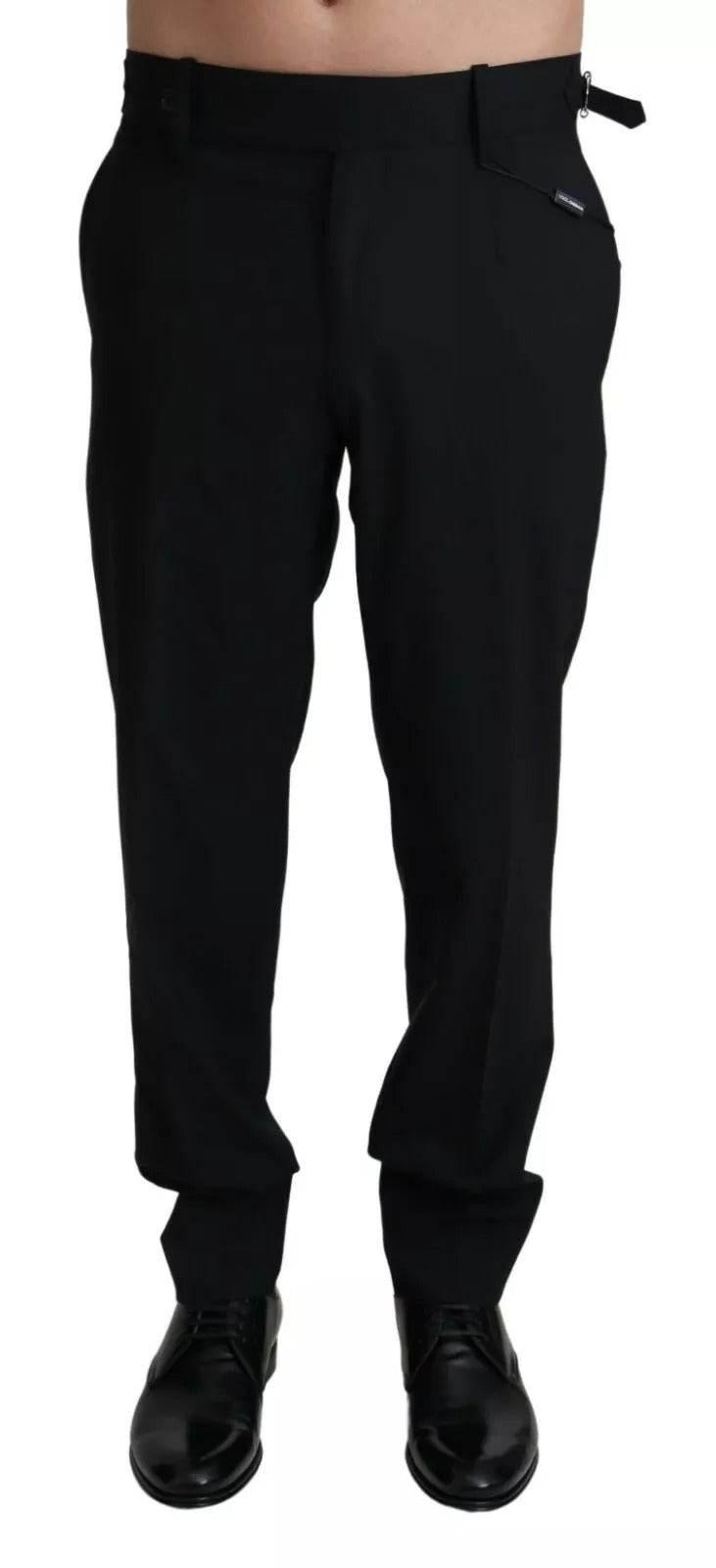Dolce & Gabbana Black Wool Stretch Dress Trouser Pants - Hilstor