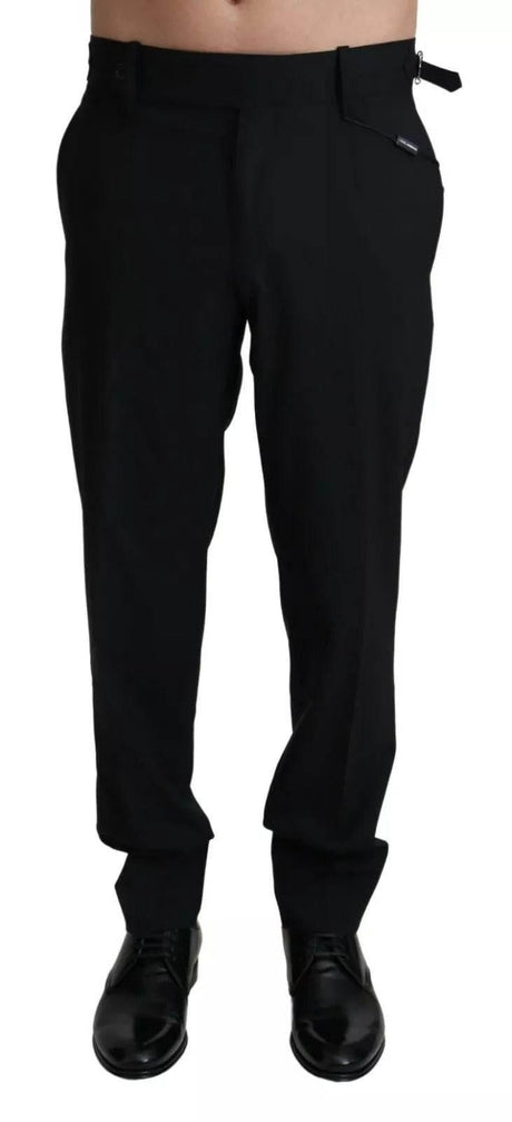 Dolce & Gabbana Black Wool Stretch Dress Trouser Pants - Hilstor