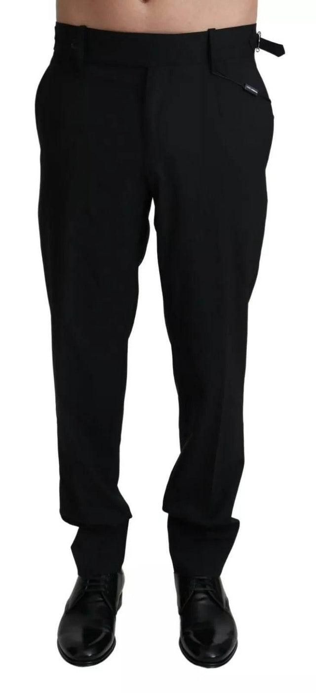 Dolce & Gabbana Black Wool Stretch Dress Trouser Pants - Hilstor
