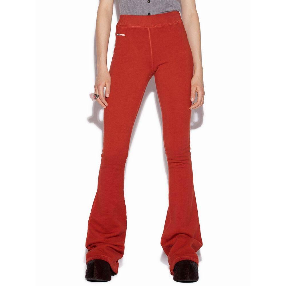 Dsquared² Red Cotton Flared Pant - Hilstor