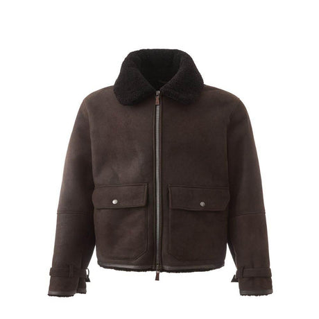 Lardini Elegant Montone Leather Brown Jacket - Hilstor