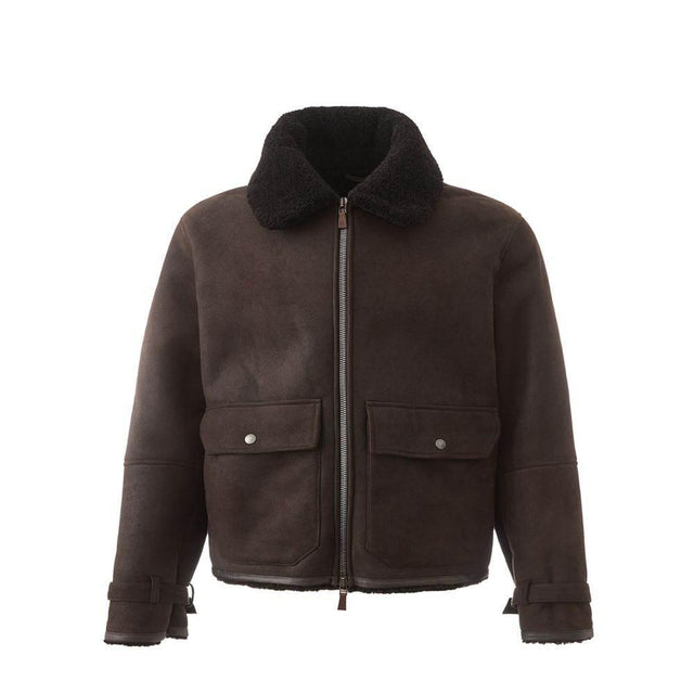 Lardini Elegant Montone Leather Brown Jacket - Hilstor
