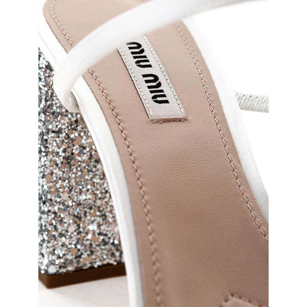Miu Miu White Silk Sandal - Hilstor