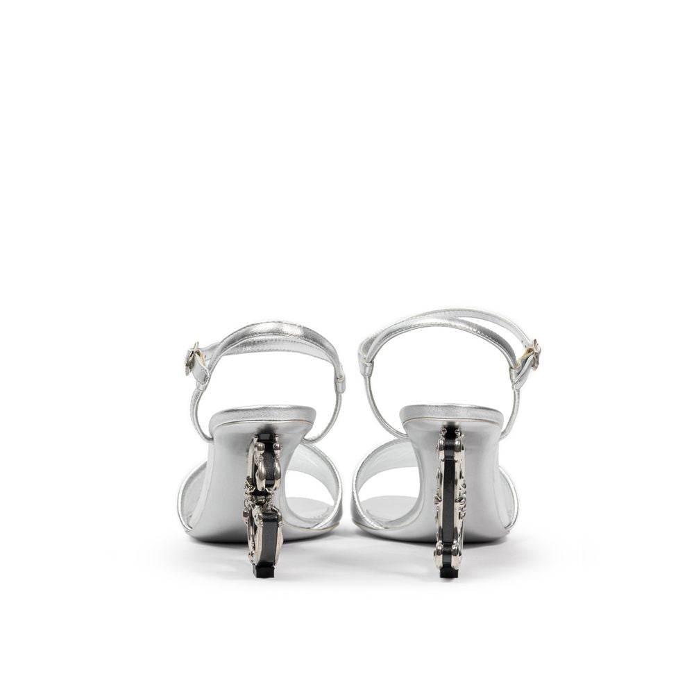 Dolce & Gabbana Silver Leather Sandal - Hilstor