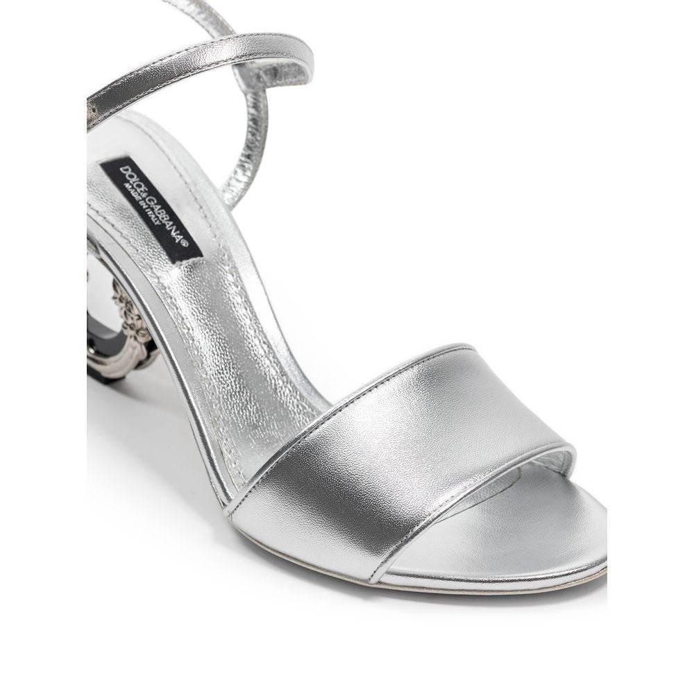 Dolce & Gabbana Silver Leather Sandal - Hilstor
