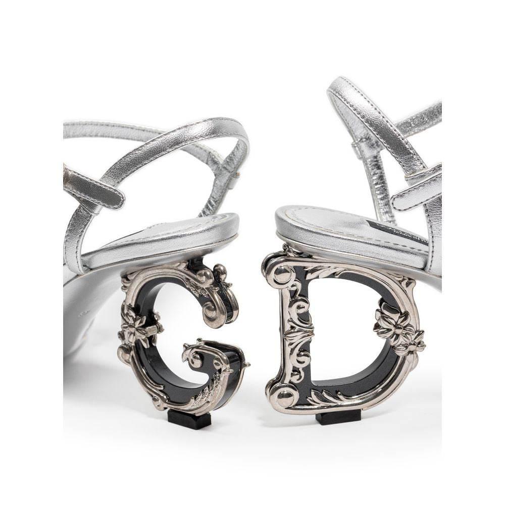 Dolce & Gabbana Silver Leather Sandal - Hilstor