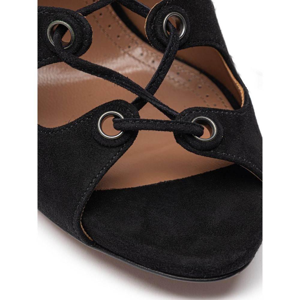 Alaïa Black Leather Scamociata Sandal - Hilstor