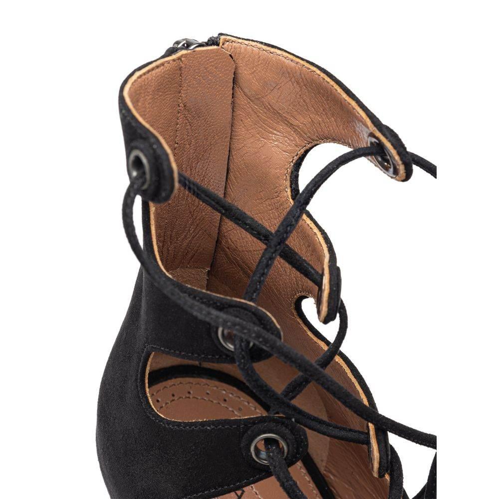 Alaïa Black Leather Scamociata Sandal - Hilstor