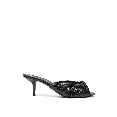 Dolce & Gabbana Black Leather Di Pitone Sandal - Hilstor