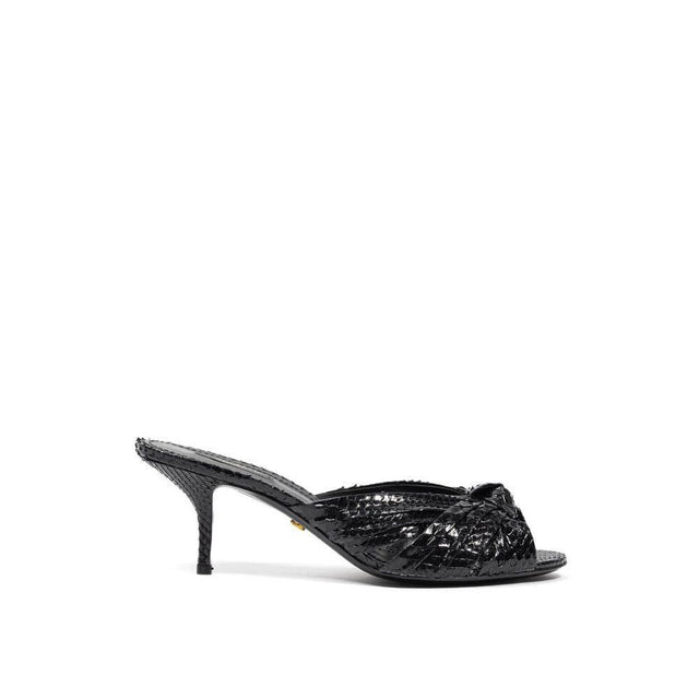 Dolce & Gabbana Black Leather Di Pitone Sandal - Hilstor