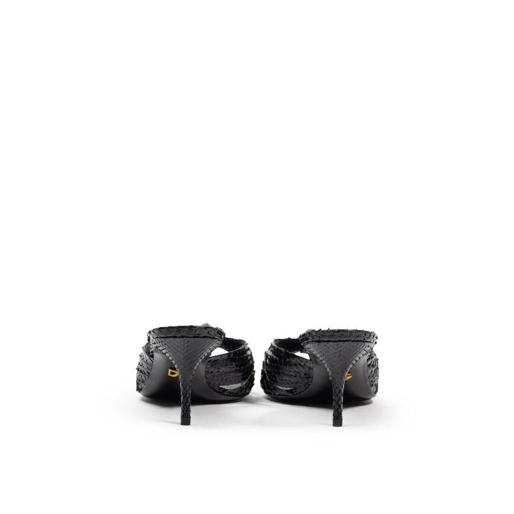 Dolce & Gabbana Black Leather Di Pitone Sandal - Hilstor