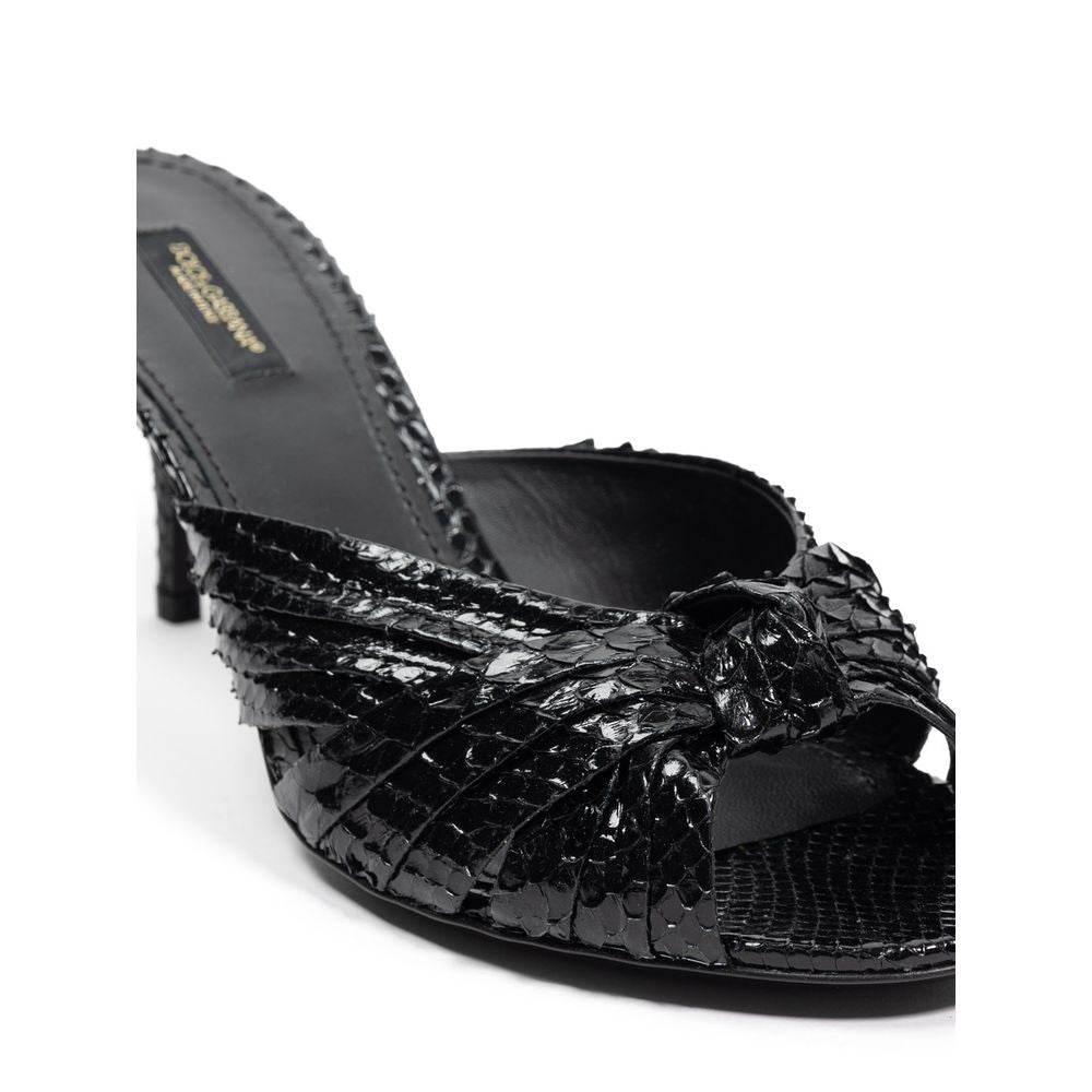 Dolce & Gabbana Black Leather Di Pitone Sandal - Hilstor