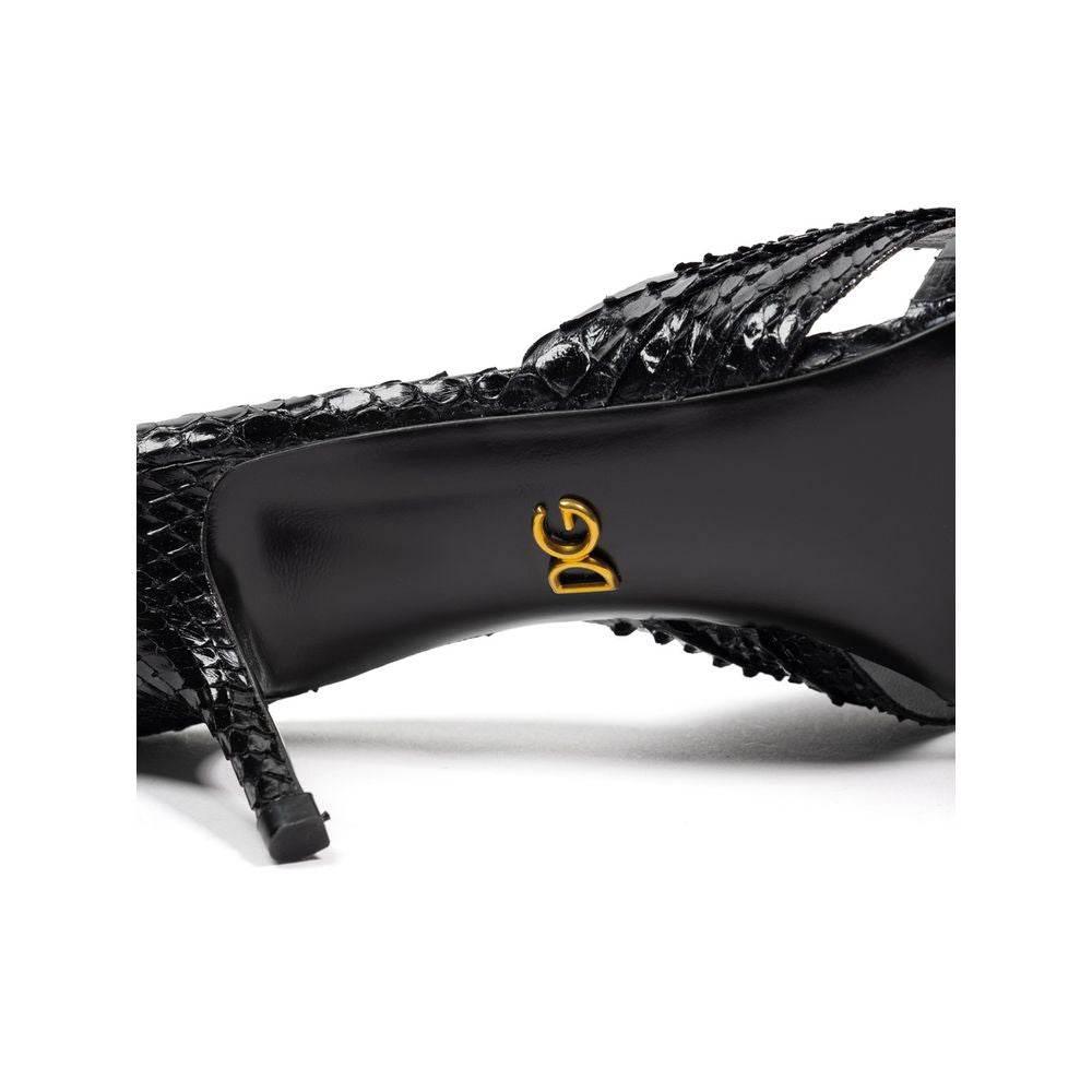 Dolce & Gabbana Black Leather Di Pitone Sandal - Hilstor