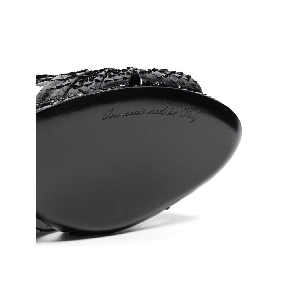 Dolce & Gabbana Black Leather Di Pitone Sandal - Hilstor
